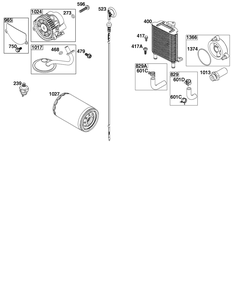 Lubrication Group Diagram and Parts List for 61E377-0140-J1 400000 - 699999 Briggs and Stratton Engine